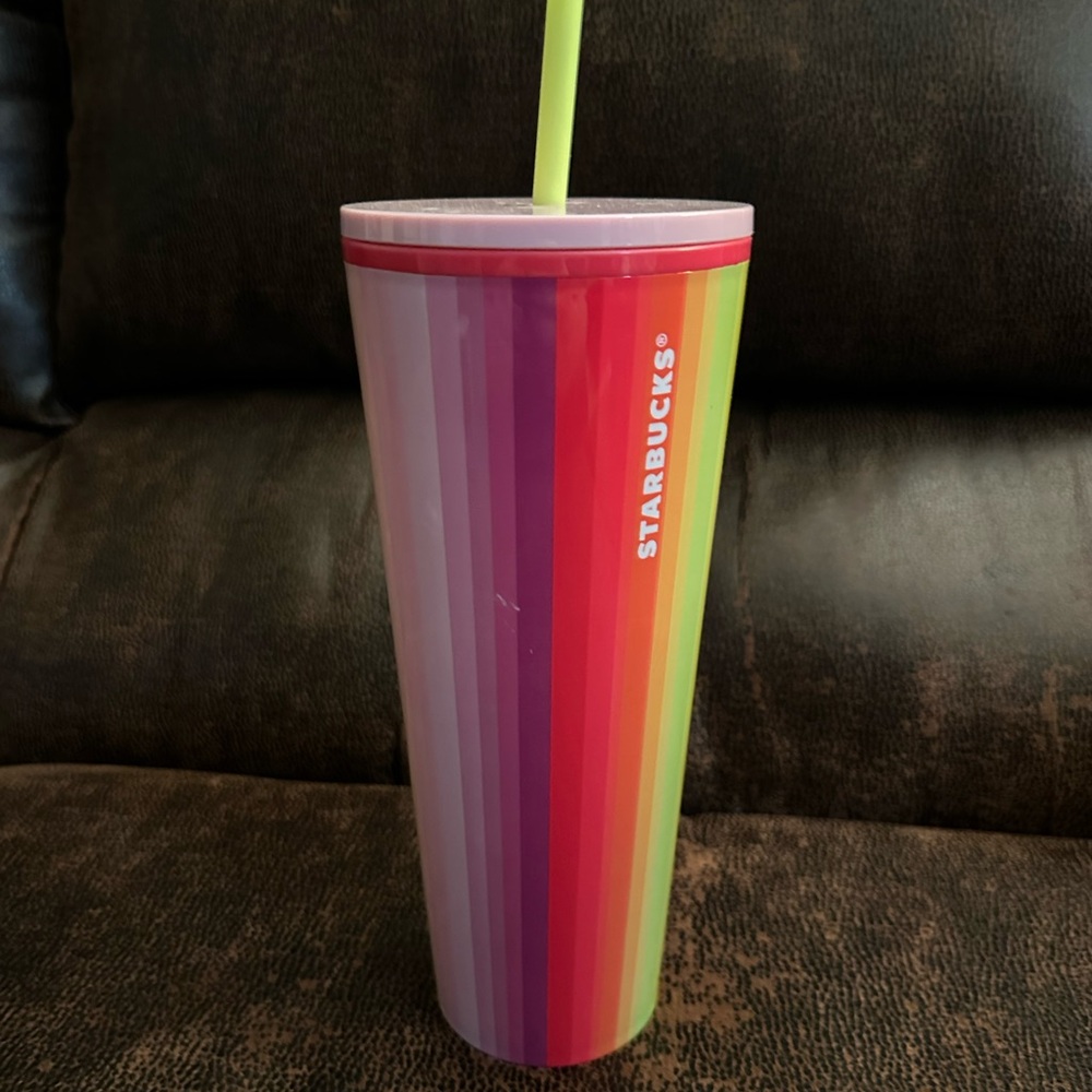 Starbucks Multicolor Striped Tumbler with Straw